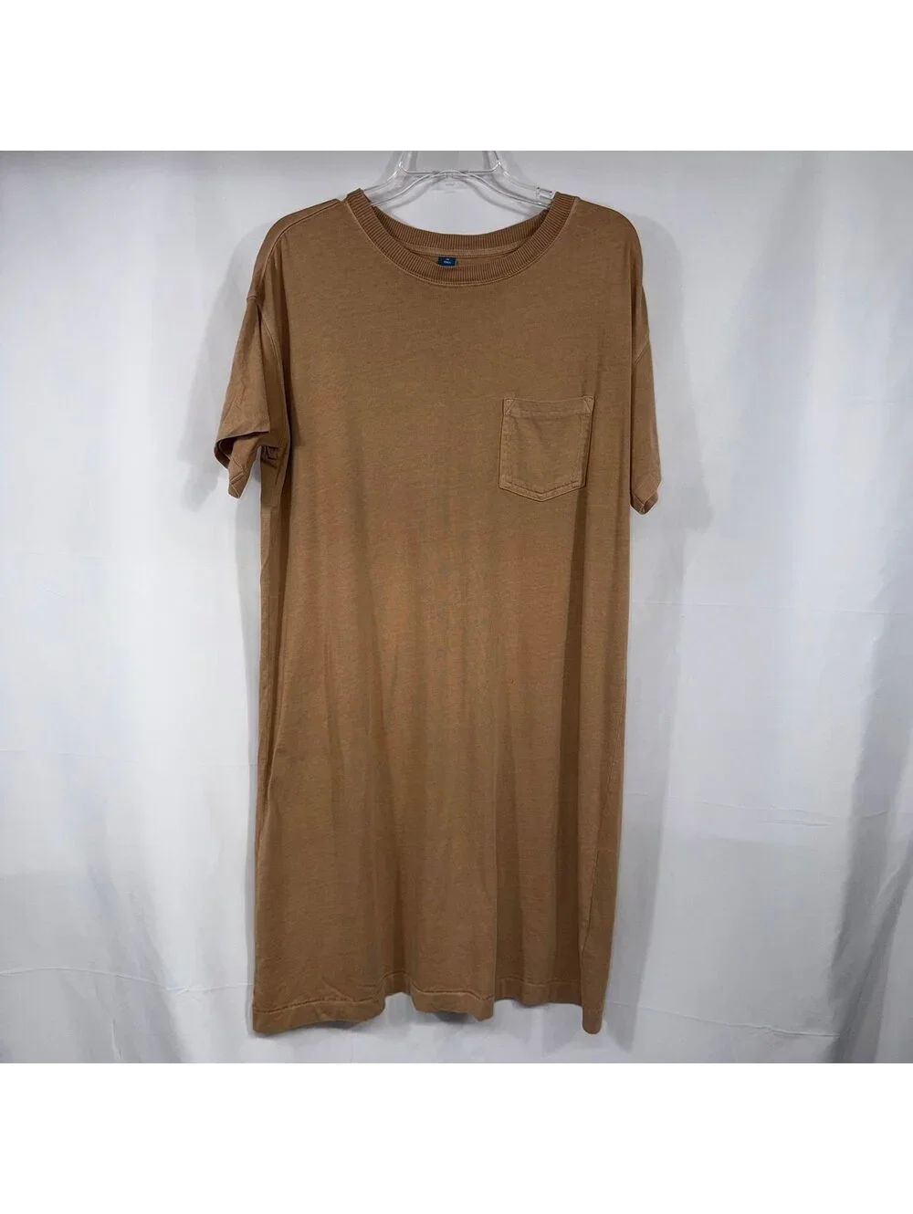 Old Navy Tan Pocket T-Shirt Dress 100% Cotton Size Medium Tall